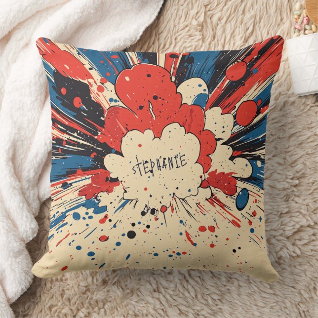 Comic Style Pop Art Explosion (4) Throw Pillow (Blanket)
