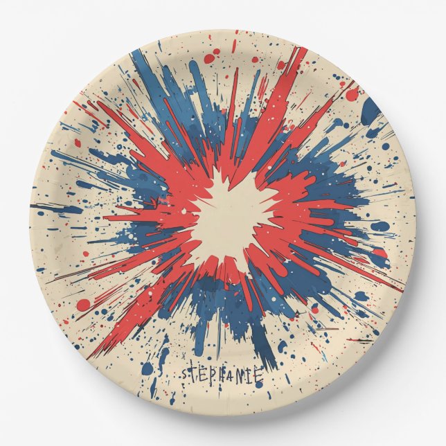 Comic Style Pop Art Explosion (5) Paper Plate (Front)