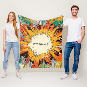 Comic Style Pop Art Explosion (6) Fleece Blanket