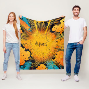 Comic Style Pop Art Explosion (8) Fleece Blanket