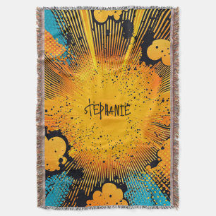 Comic Style Pop Art Explosion (8) Throw Blanket