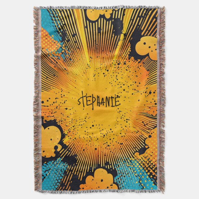 Comic Style Pop Art Explosion (8) Throw Blanket (Front Vertical)