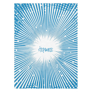 Comic Style Pop Art Explosion - Blue and White Tablecloth