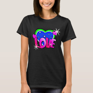 Comic Style Pop Art Retro Blue Green Pink LOVE     T-Shirt