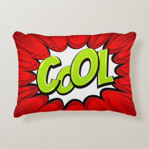 Comic Style Pop Art Retro Red White Green COOL Accent Pillow