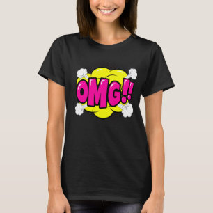 Comic Style Pop Art Retro Yellow Pink Purple OMG   T-Shirt