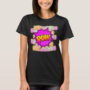 Comic Style Pop Art Retro Yellow Purple Mauve POW T-Shirt