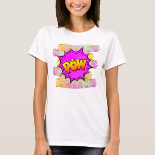 Comic Style Pop Art Retro Yellow Purple Mauve POW T-Shirt