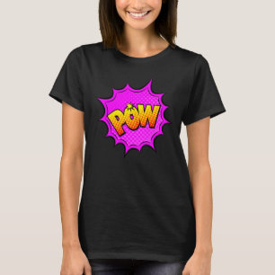 Comic Style Pop Art Retro Yellow Purple Mauve POW  T-Shirt