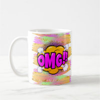 Comic Style Pop Retro Yellow Purple OMG Rainbow