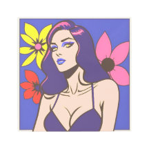 Comic style pretty woman Metal Wall Art