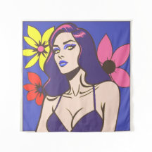 Comic style pretty woman Tapestry