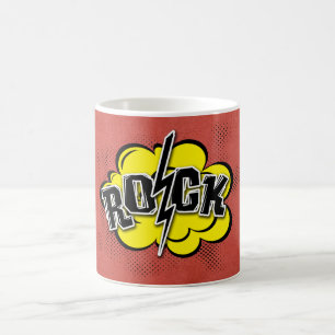 Comic style rock illustration coffee mug