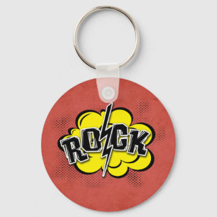 Comic style rock illustration keychain