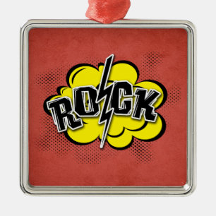 Comic style rock illustration metal ornament