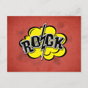 Comic style rock illustration postcard