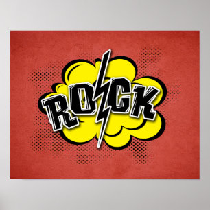Comic style rock illustration poster