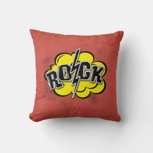 Comic style rock illustration throw pillow