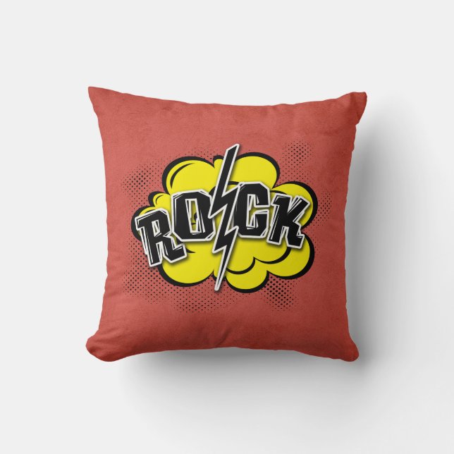 Comic style rock illustration throw pillow (Front)