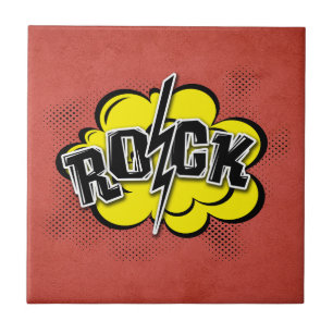 Comic style rock illustration tile
