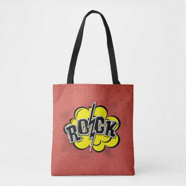 Comic style rock illustration tote bag (Front)