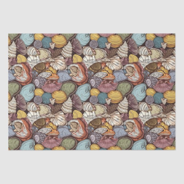 Comic Style Seashells Repeating Pattern Tissue Paper (Front)