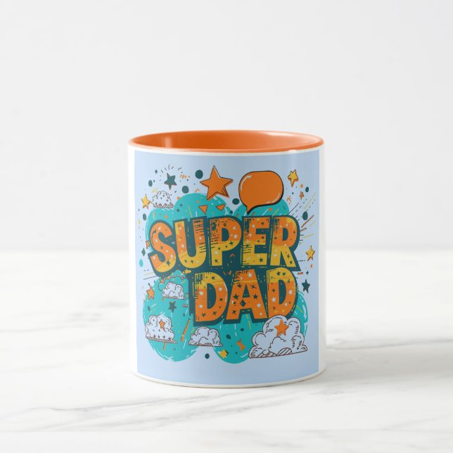  Comic Style Super Dad Graphic  Mug (Center)