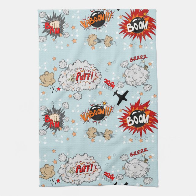 Comic Style Super Hero Design Kitchen Towel (Vertical)
