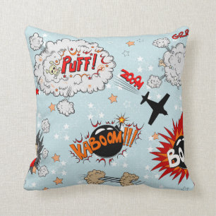 Comic Style Super Hero Design Throw Pillow