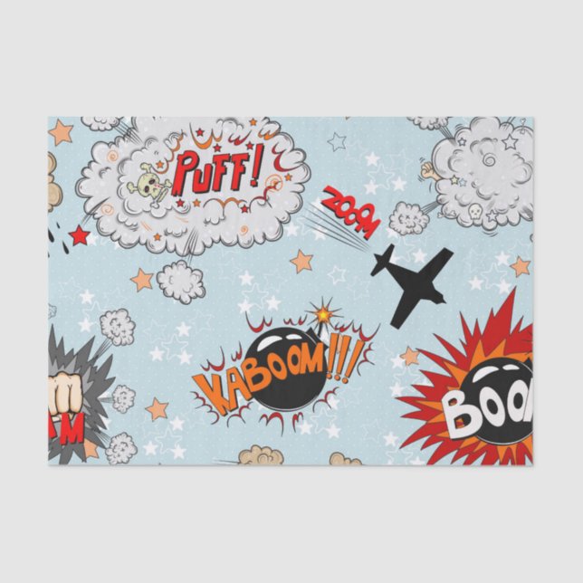 Comic Style Super Hero Design Tissue Paper (Front)