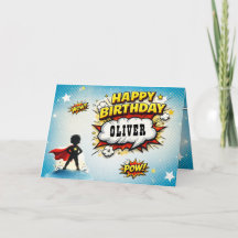 Comic Style Superhero Boy's Name Birthday