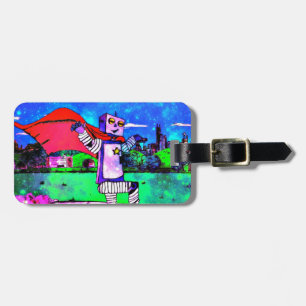 Comic Style Superhero Robot from Outer Space! Luggage Tag