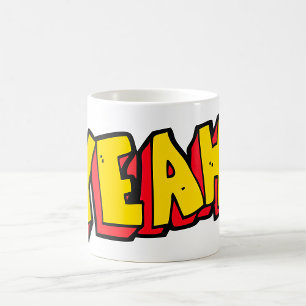 Comic Style Yeah Text Graphic in Bold Yellow Coffee Mug