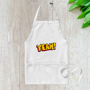 Comic Style Yeah Text Graphic in Bold Yellow Standard Apron