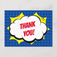 Comic Super Hero Blue Personalized Kids Thank You