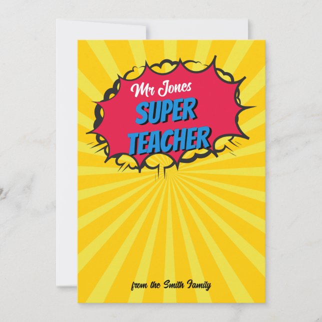 COMIC SUPER TEACHER gift voucher card holder (Front)