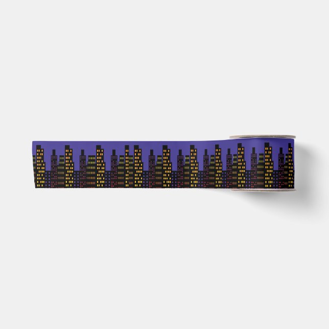 Comic Superhero Buildings City Skyline Ribbon Satin Ribbon (Front)