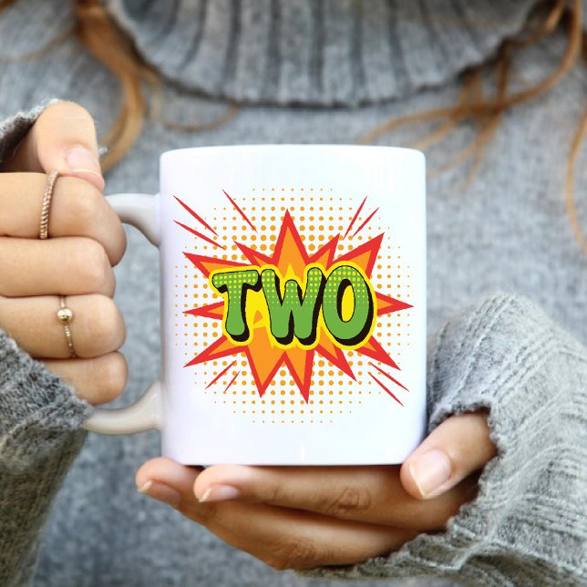 Comic Superhero Theme Toddler Kids 2nd Birthday Coffee Mug (Comic Superhero Theme Toddler Kids 2nd Birthday Coffee Mug)