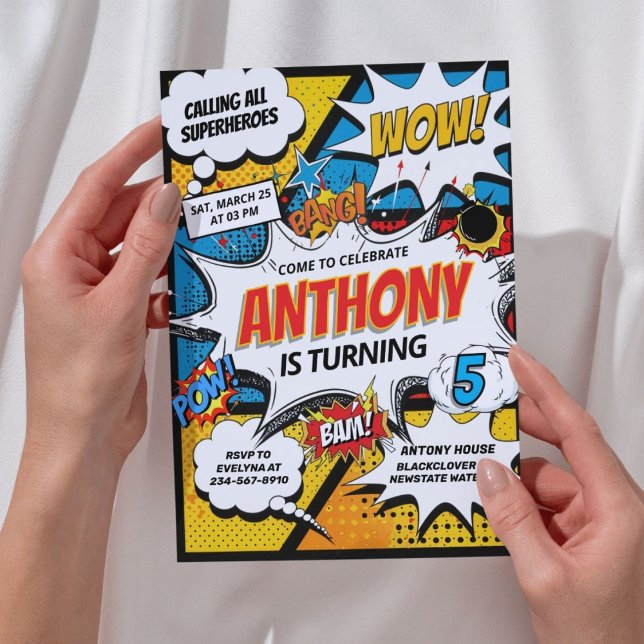 Comic Superheroes Birthday Party Invitation (Comic Superheroes Birthday Party Invitation)