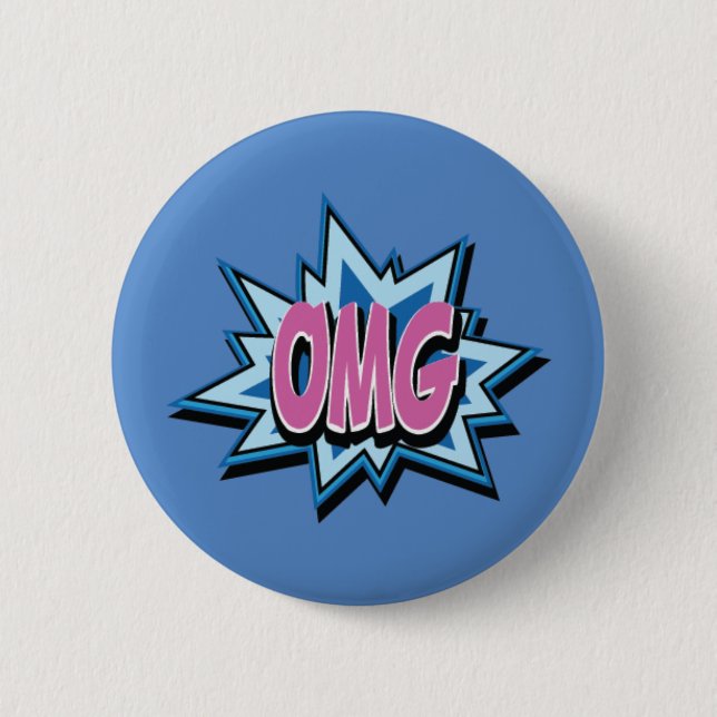 Comic Text "OMG" Button Badge (Front)