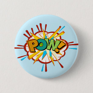 Comic Text Pow! Superhero Cartoon Book 2 Inch Round Button