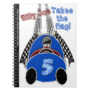 Comic Vintage Race Car - Personalized Notebook