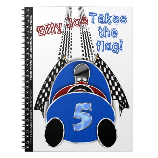 Comic Vintage Race Car - Personalized Notebook (Front)