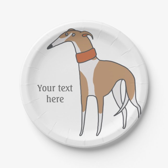Comic Whippet Dog Customizable Paper Plate (Front)