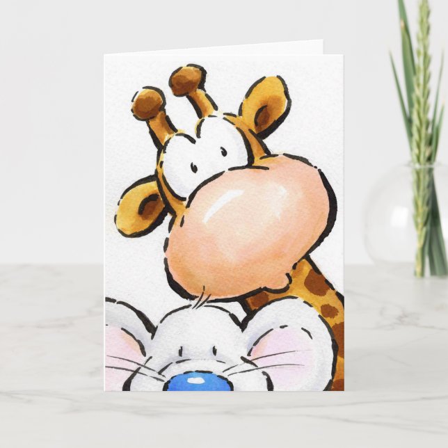 Comical animals saying HELLO! Card (Front)