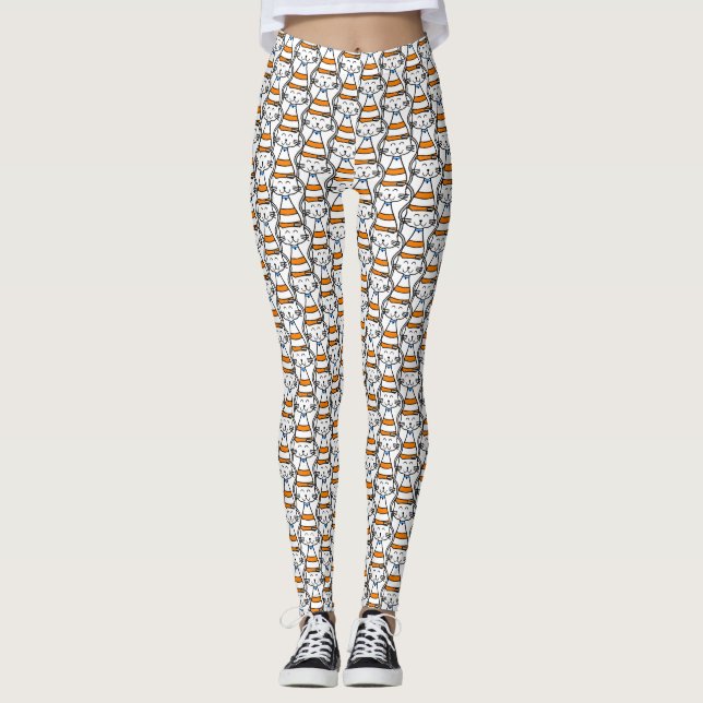 COMICAL CAT! CAT LADY stretchy and comfy Leggings (Front)