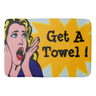 Comical Comic Style, add text Bath Mat