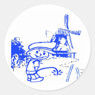 Comical Dutch Boy Classic Round Sticker