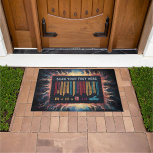 Comical Foot Impression Barcode Doormat