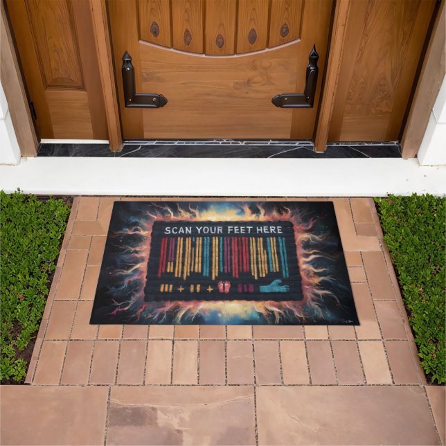 Comical Foot Impression Barcode Doormat (Outdoor)